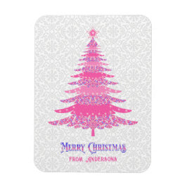 Roze Kerstboom Naam Custom Sparkle Magneet