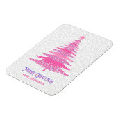 Roze Kerstboom Naam Custom Sparkle Magneet (Linkerzijde)