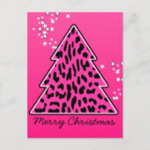 Roze kerstboom op de luipaard feestdagenkaart (Voorkant)