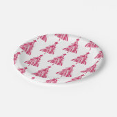 Roze kerstboom papieren bordje (Gekanteld)