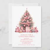 Roze Kerstboom Party Uitnodiging (Voorkant)
