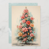  roze kerstboom plat vakantie Kaart (Voorkant / Achterkant)