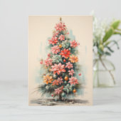  roze kerstboom plat vakantie Kaart (Staand voorkant)