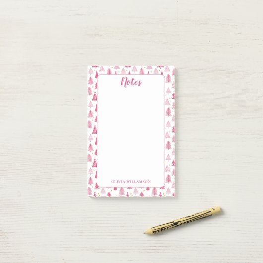 Roze kerstboom post-it® notes (Op bureau)