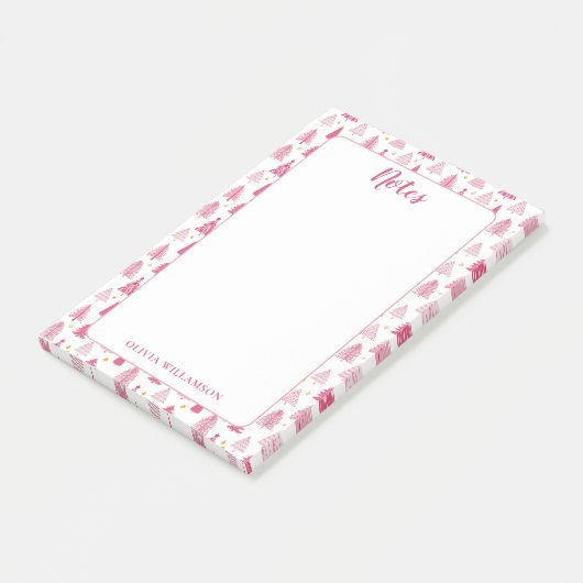 Roze kerstboom post-it® notes (Schuin)