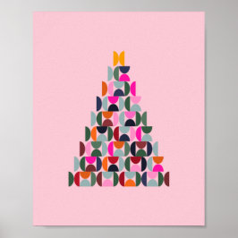 Roze kerstboom poster