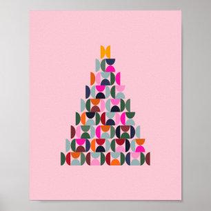 Roze kerstboom poster