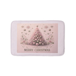 Roze Kerstboom Prettig Kerstfeest Badmat