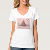 Roze Kerstboom Prettig Kerstfeest T-shirt (Voorkant)