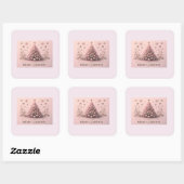 Roze Kerstboom Prettig Kerstfeest Vierkante Sticker (Vel)