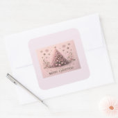 Roze Kerstboom Prettig Kerstfeest Vierkante Sticker (Envelop)
