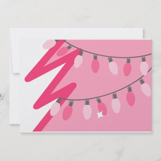 Roze kerstboom / Retro verlicht kerstfeest Kaart (Voorkant)