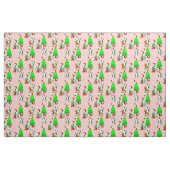 Roze Kerstboom Santa koe Stof (Fat Quarter)