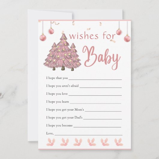 Roze Kerstboom Santa Wishes voor Baby Game Kaart (Voorkant)