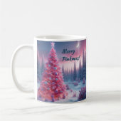 Roze Kerstboom Scene Koffiekopje Koffiemok (Links)