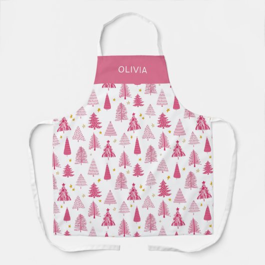 Roze kerstboom schort (Voorkant)