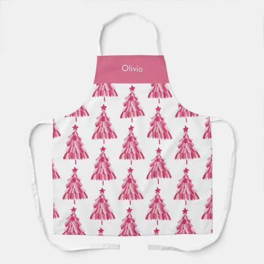 Roze kerstboom schort (Voorkant)