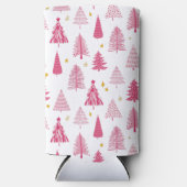 Roze kerstboom seltzer blikjeskoeler (Voorkant)