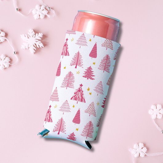 Roze kerstboom seltzer blikjeskoeler
