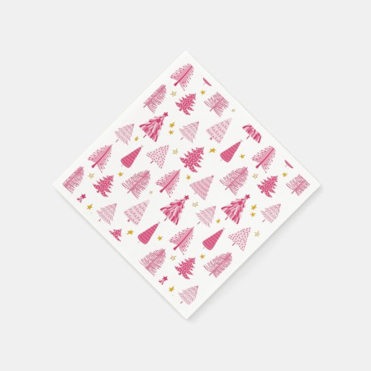 Roze kerstboom servet (Hoek)