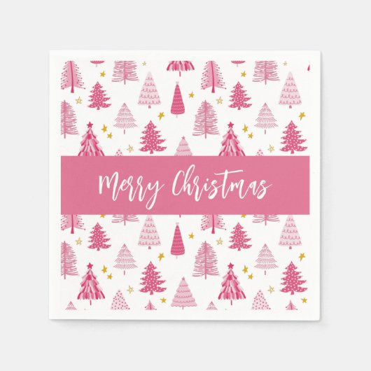 Roze kerstboom servet (Voorkant)