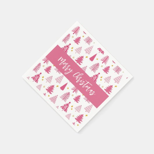 Roze kerstboom servet (Hoek)