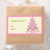Roze kerstboom Snowmen Label (Insitu)