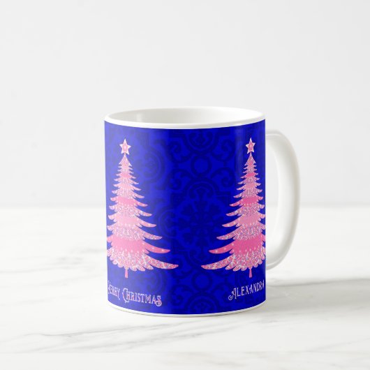 Roze kerstboom - Speciaal gepersonaliseerde sneeuw Koffiemok (Voorkant rechts)