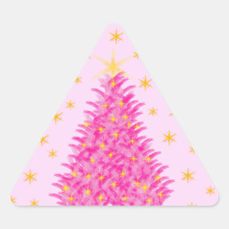 Roze kerstboom sterren sticker