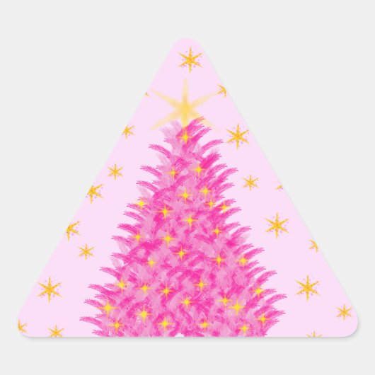 Roze kerstboom sterren sticker (Voorkant)