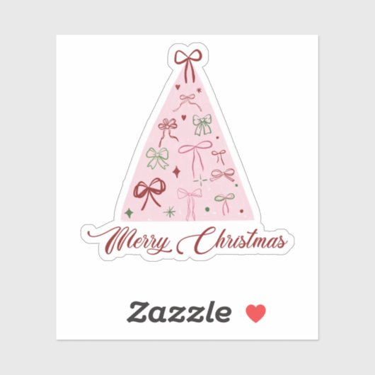 Roze Kerstboom Sticker (Vel)