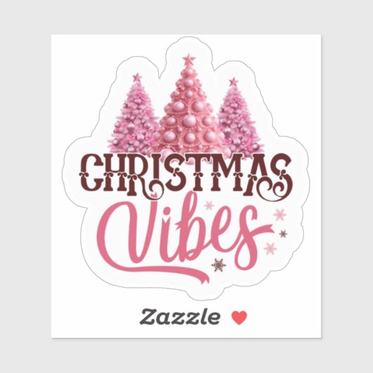 Roze kerstboom Sticker (Vel)