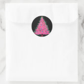 Roze Kerstboom Sticker, Kerst sticker (Tas)