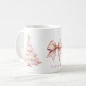 Roze Kerstboom Strik Koffiemok (Voorkant links)