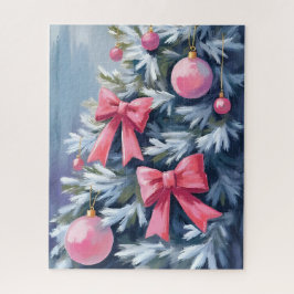 Roze Kerstboom | Strikken Ornamenten Waterverf Legpuzzel
