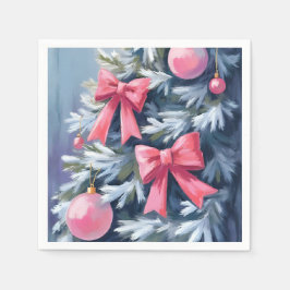 Roze Kerstboom | Strikken Ornamenten Waterverf Servet