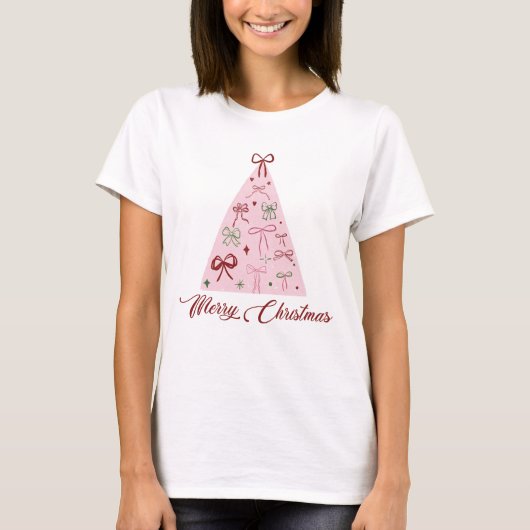 Roze Kerstboom T-shirt (Voorkant)