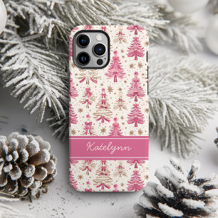 Roze kerstboom telefoonhoesje Gepersonaliseerd iPhone 16 Pro Hoesje