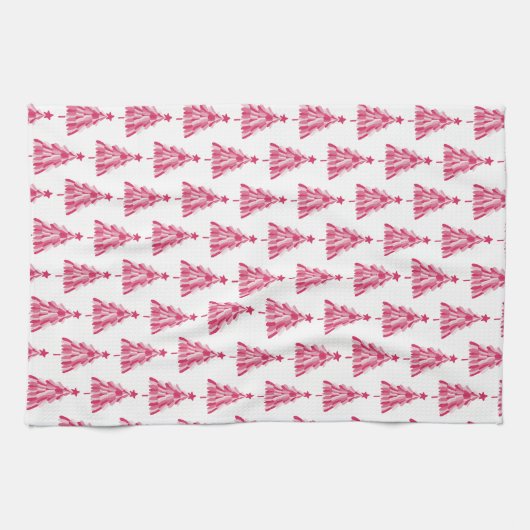 Roze kerstboom theedoek (Horizontaal)