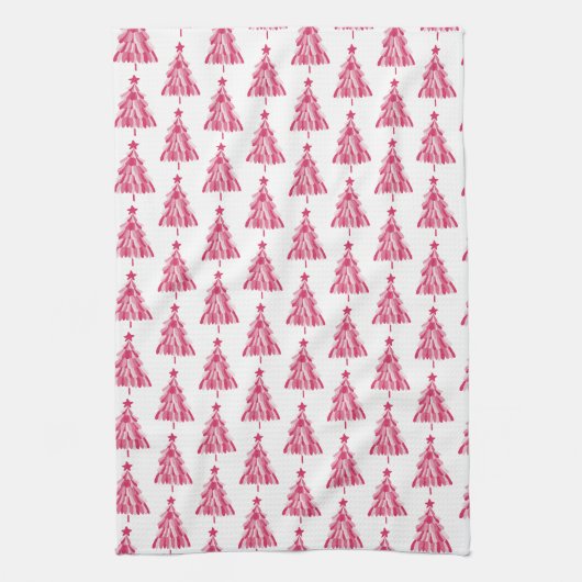 Roze kerstboom theedoek (Verticaal)