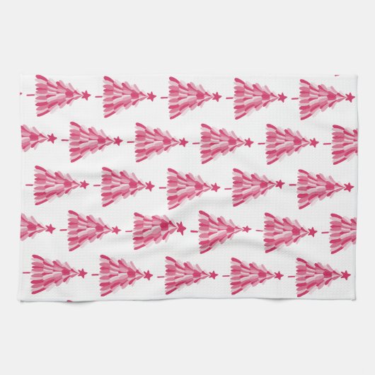 Roze kerstboom theedoek (Horizontaal)