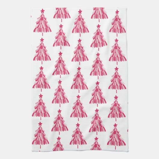 Roze kerstboom theedoek (Verticaal)