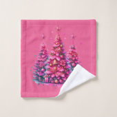 Roze kerstboom trendy preppy esthetiek bad handdoek (Wasdoekje)