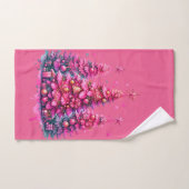 Roze kerstboom trendy preppy esthetiek bad handdoek (Handdoek)