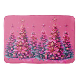 Roze kerstboom trendy preppy esthetiek badmat