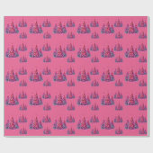 Roze kerstboom trendy preppy esthetiek cadeaupapier (Vlak)