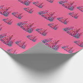 Roze kerstboom trendy preppy esthetiek cadeaupapier (Hoek)