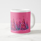 Roze kerstboom trendy preppy esthetiek grote koffiekop (Voorkant rechts)