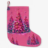 Roze kerstboom trendy preppy esthetiek kleine kerstsok (Voorkant)