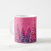Roze kerstboom trendy preppy esthetiek koffiemok (Voorkant links)